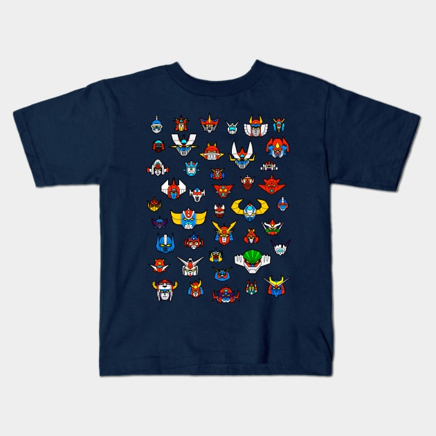 177 Robots Color Kids T-Shirt by Yexart
